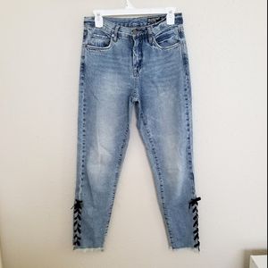 Blank NYC High Rise Tapered Raw Hem Skinny Jeans